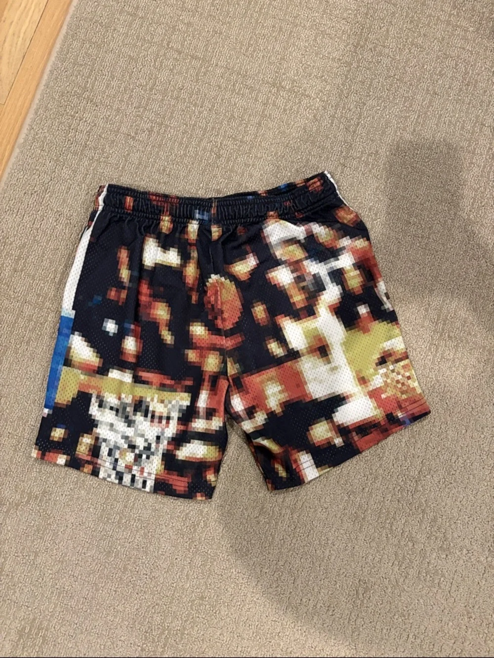 OVERTIME Kids Pixel-Print Athletic Shorts in Black & Multicolor - Picture 5 of 5